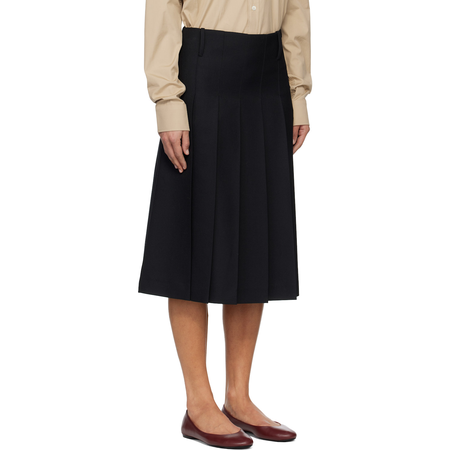  A.p.c. Black Pleated Midi Skirt 