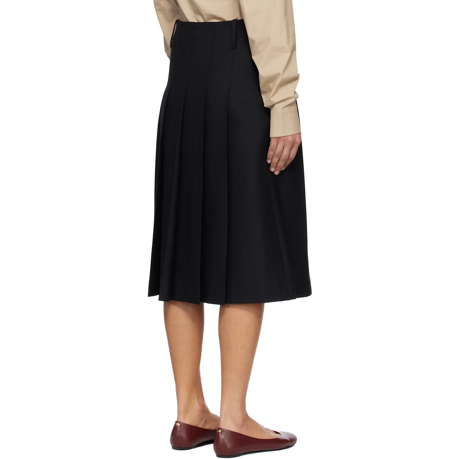  A.p.c. Black Pleated Midi Skirt 