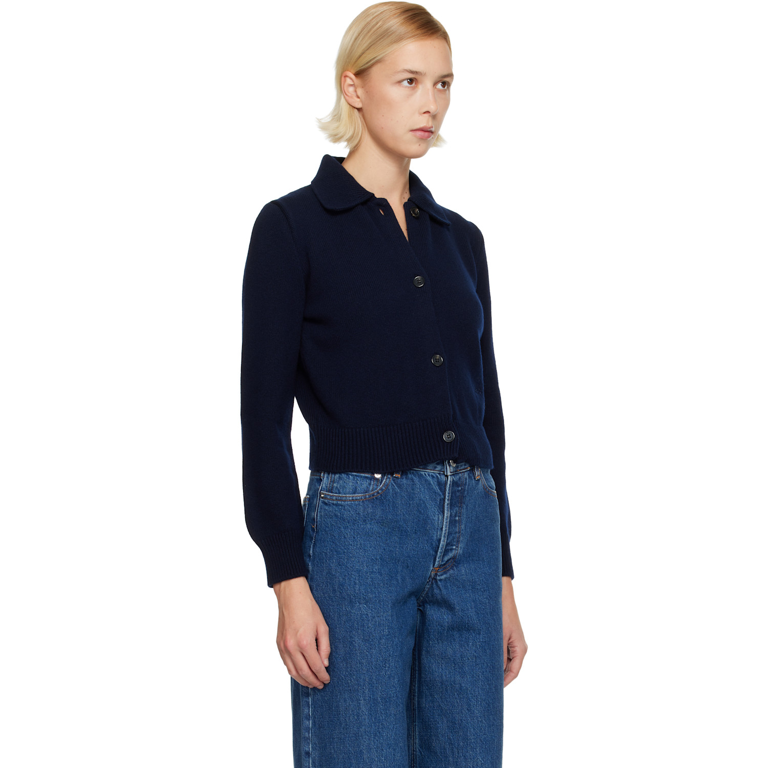  A.p.c. Navy Polo Shirt Collar Cardigan 