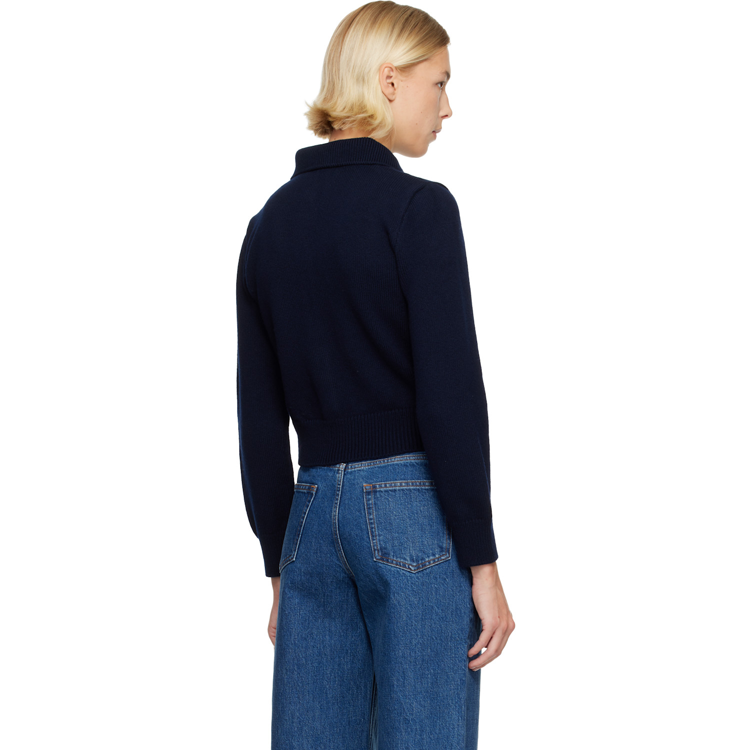  A.p.c. Navy Polo Shirt Collar Cardigan 