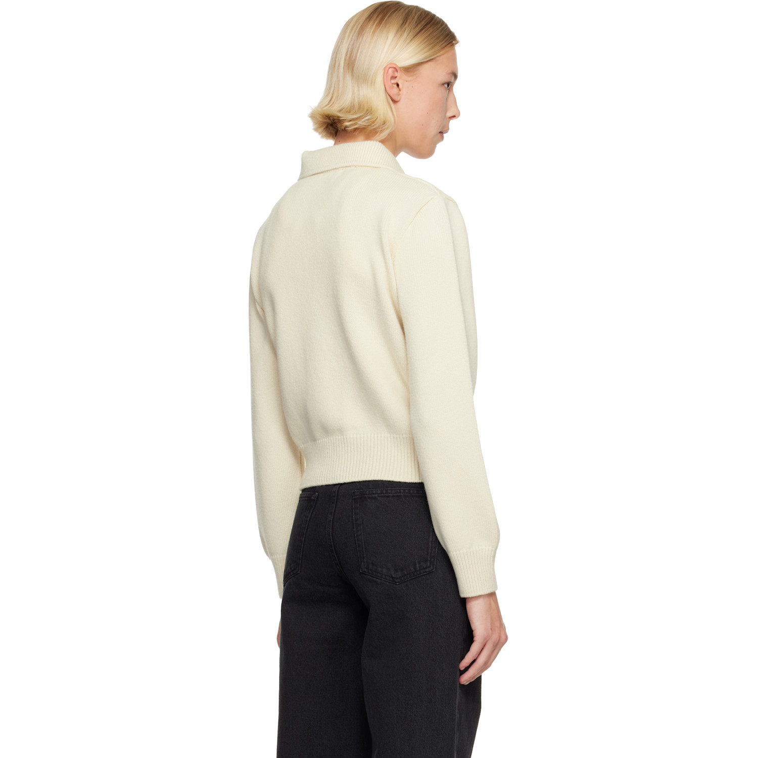  A.p.c. White Polo Shirt Collar Cardigan 