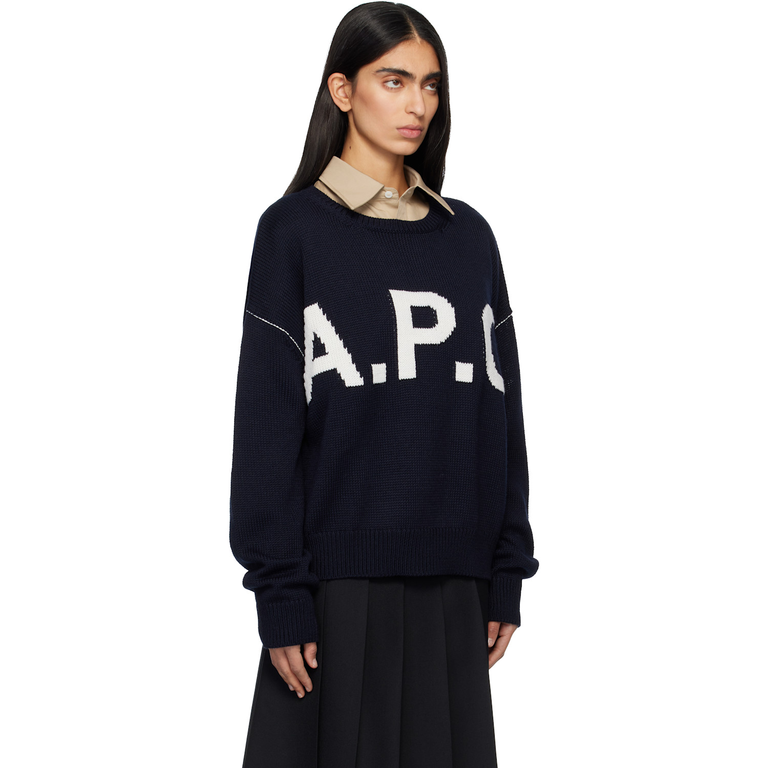  A.p.c. Navy Logo 'a.p.c' Sweater 