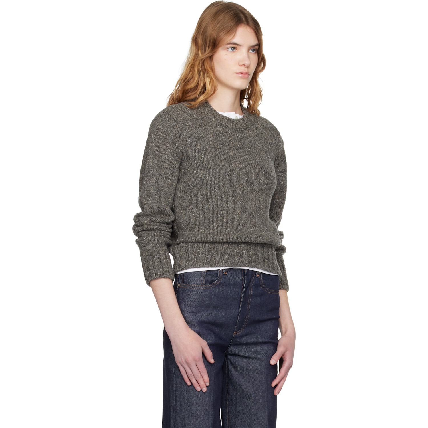  A.p.c. Gray Short Round Neck Sweater 