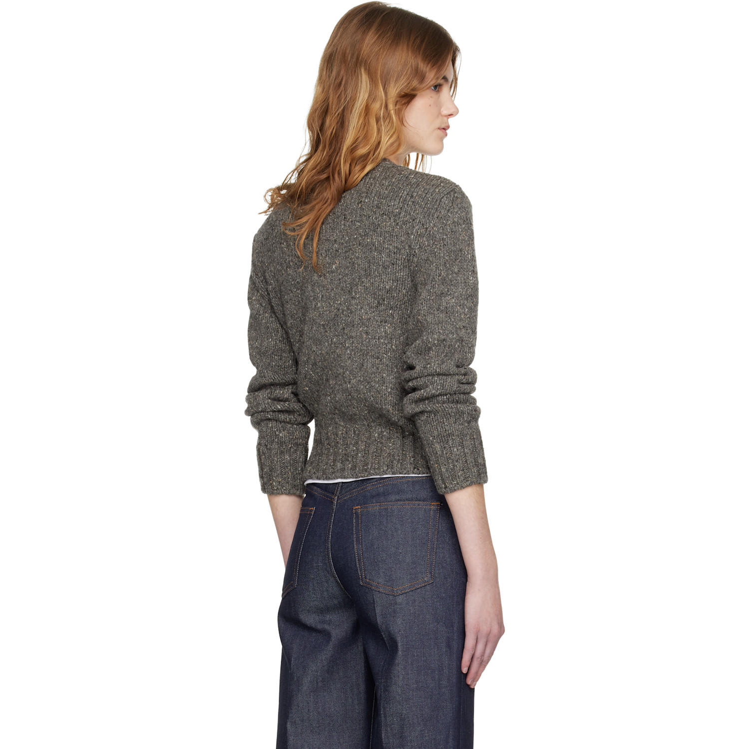  A.p.c. Gray Short Round Neck Sweater 