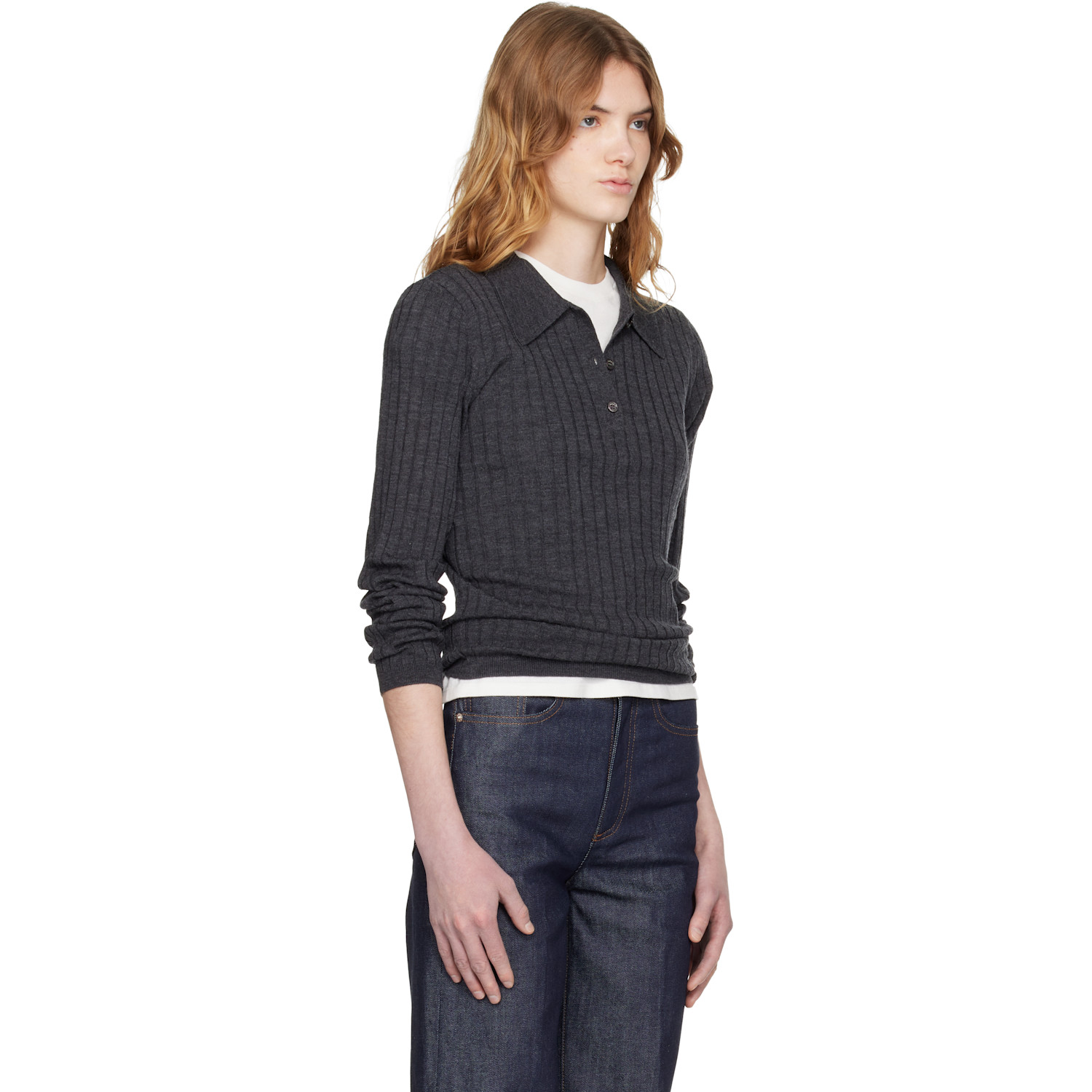  A.p.c. Gray Wool Polo 