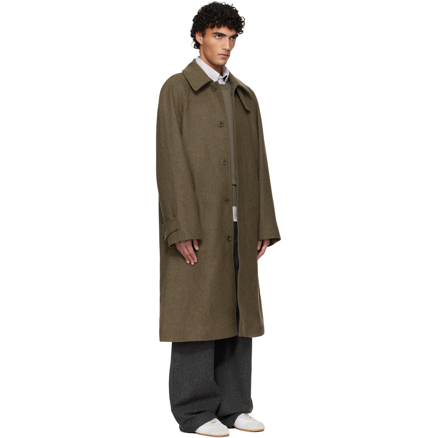  A.p.c. Khaki Raglan Sleeve Coat 