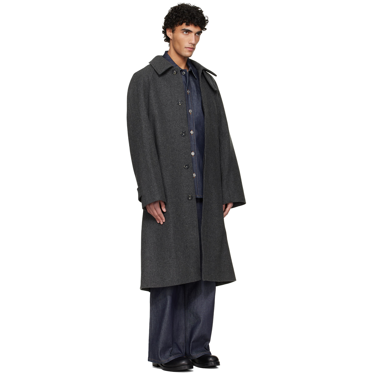  A.p.c. Gray Raglan Sleeve Coat 