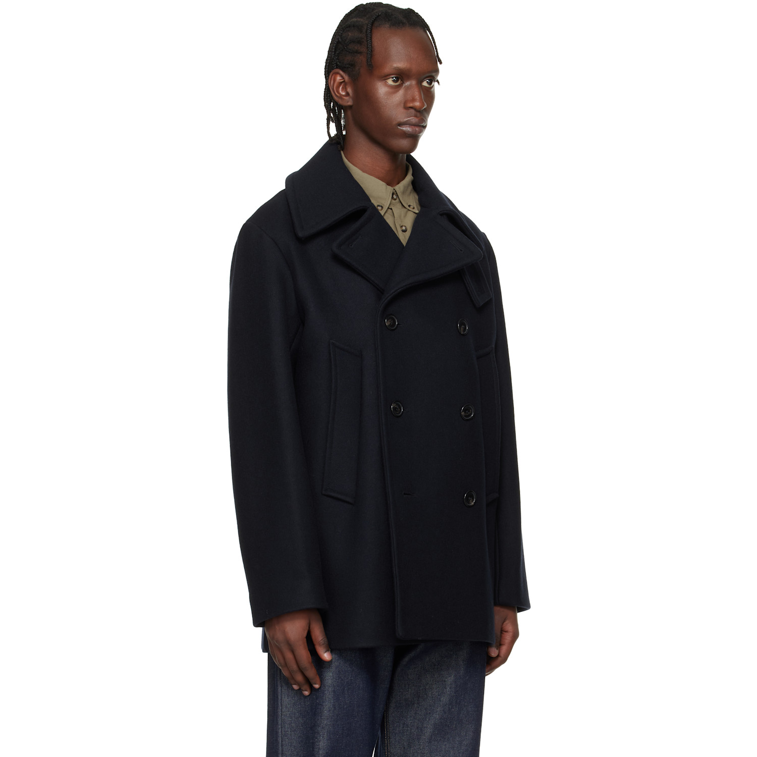  A.p.c. Navy Wool Peacoat 