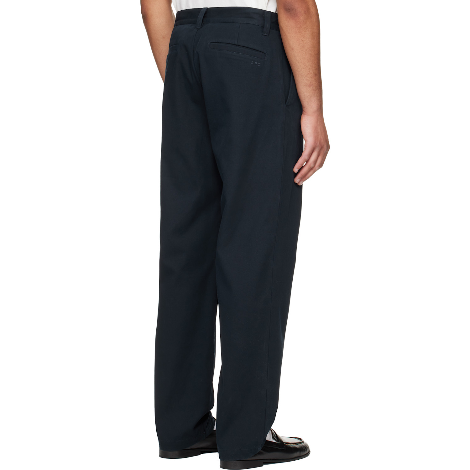  A.p.c. Navy Fitted Straight-leg Gabardine Chino Trousers 