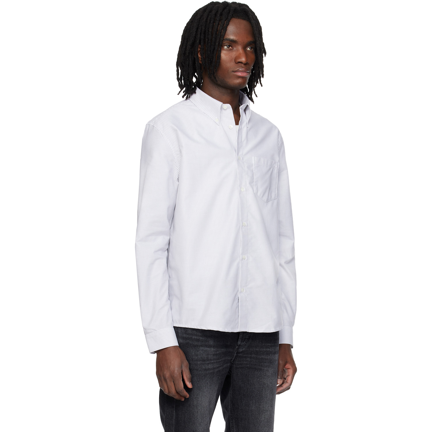  A.p.c. Gray & White New Greg Shirt 