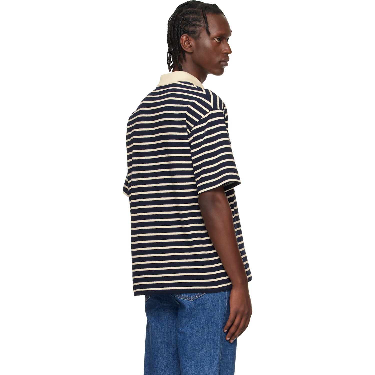  A.p.c. Navy Striped Polo 