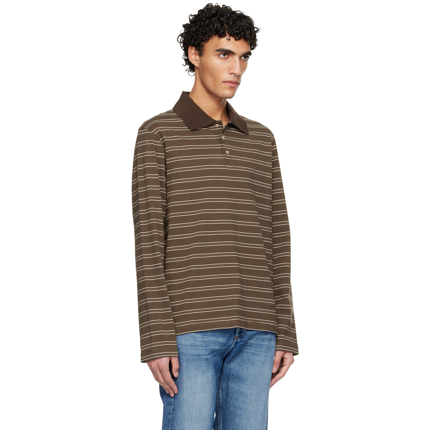  A.p.c. Brown Long-sleeve Striped Polo 