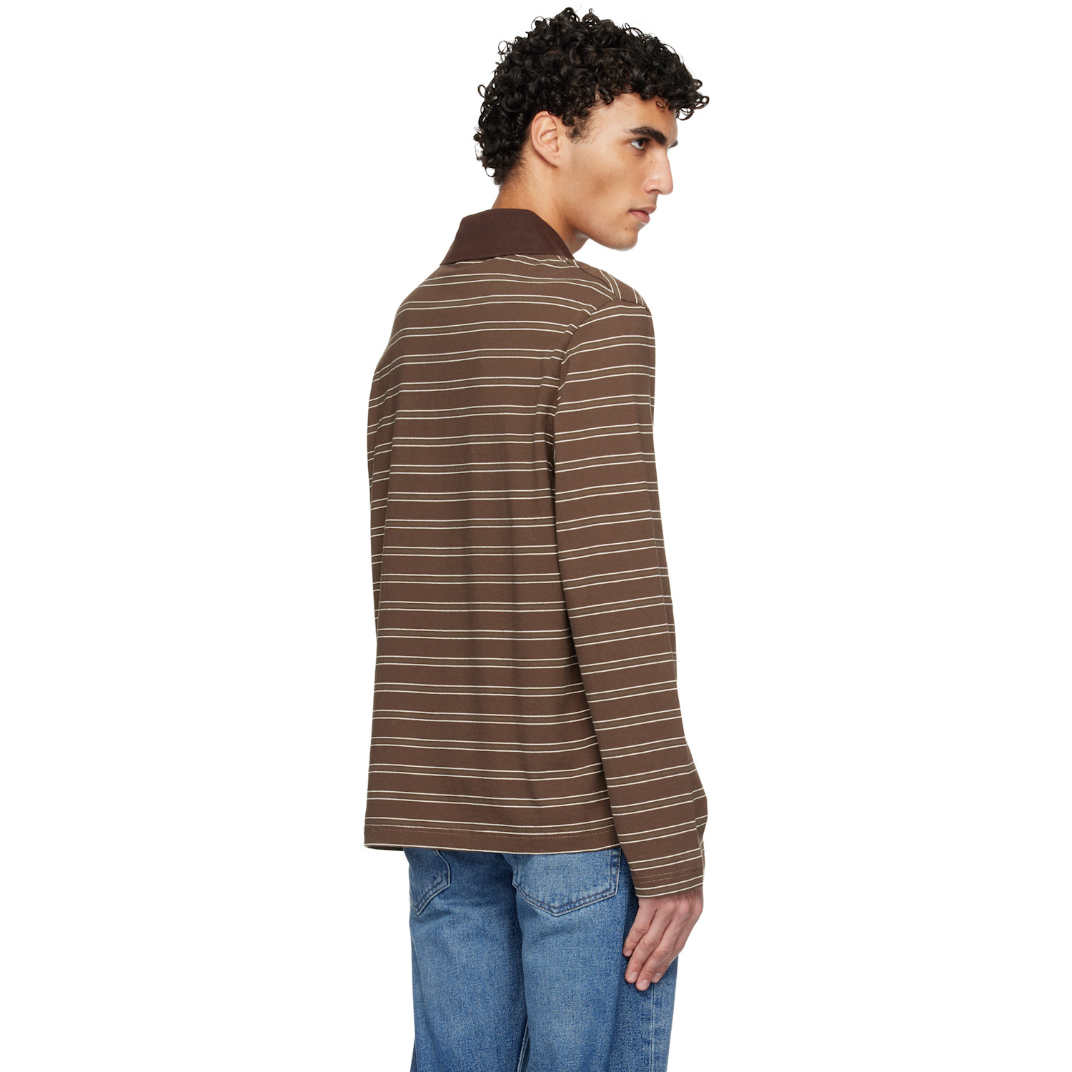  A.p.c. Brown Long-sleeve Striped Polo 