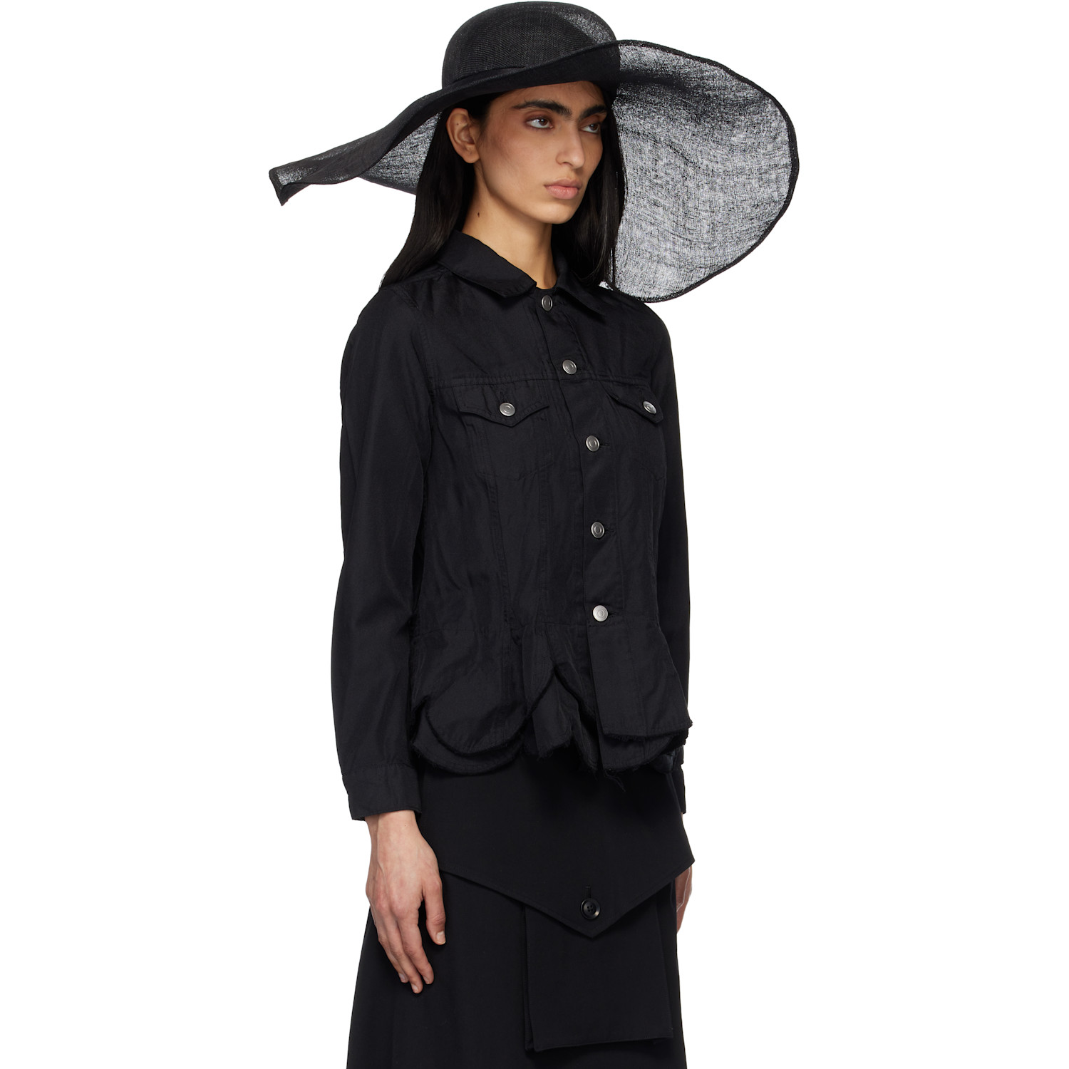  Junya Watanabe Black Sinamay Cloth Natural Straw Hat 