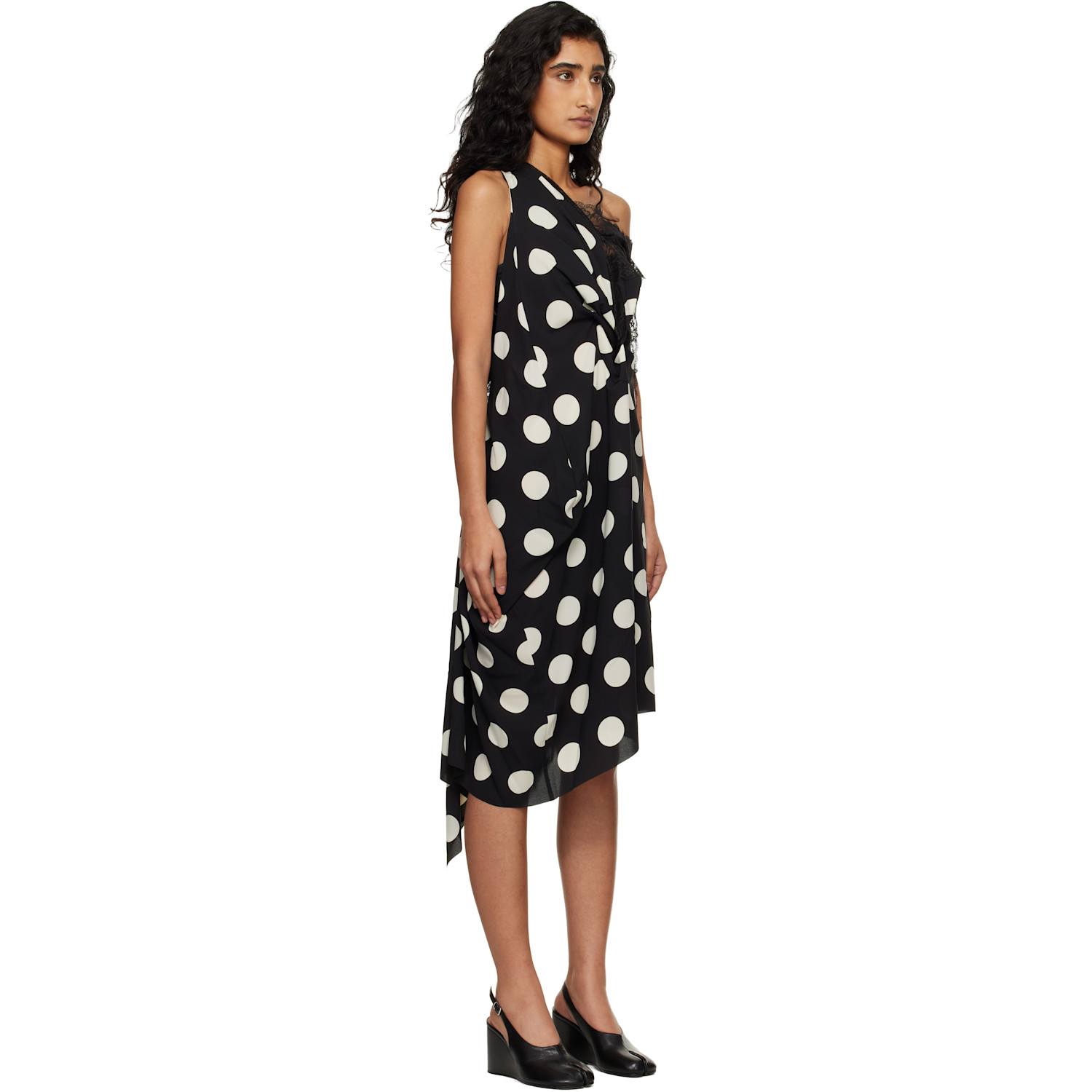  Junya Watanabe Black & Off-white Printed Lace Minidress 