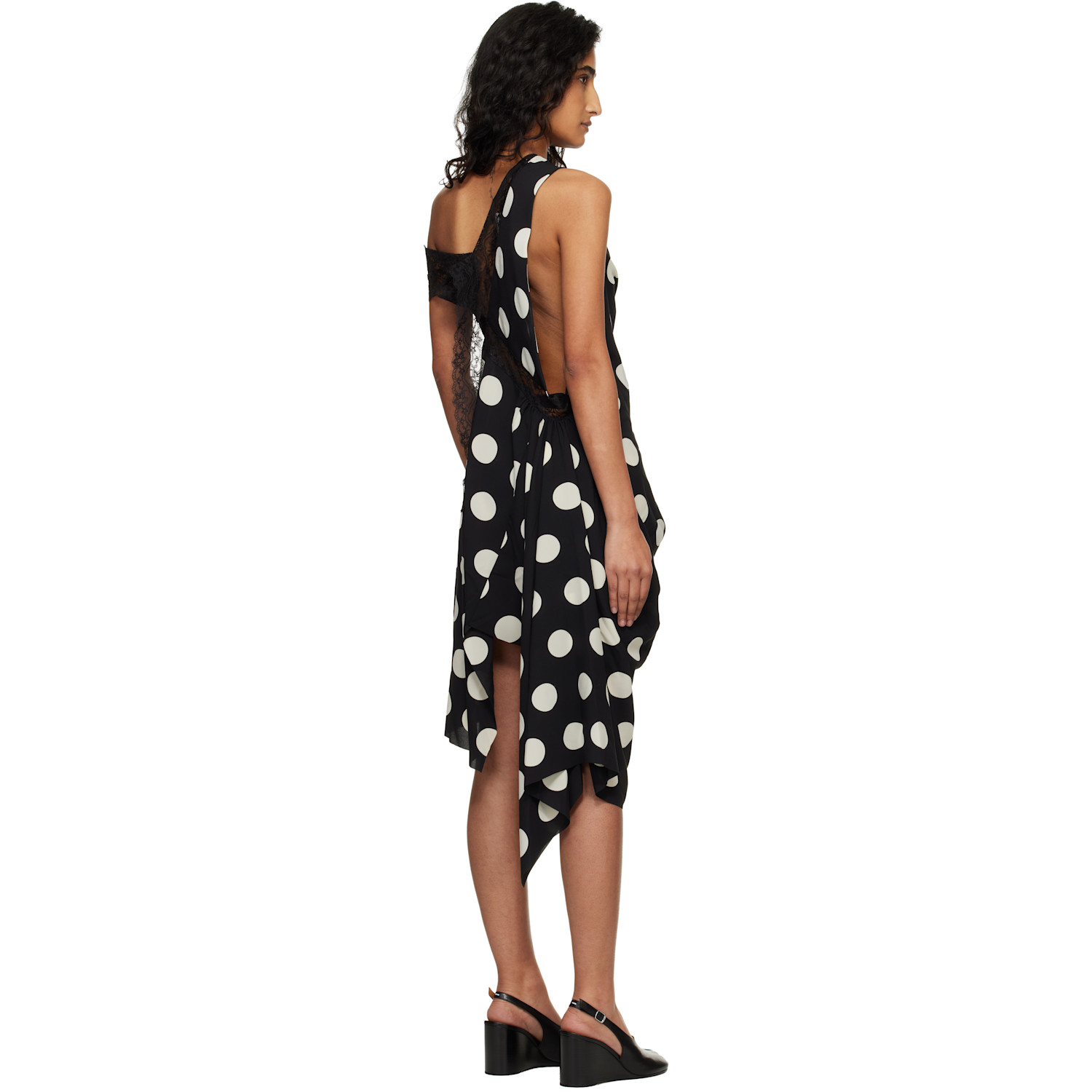  Junya Watanabe Black & Off-white Printed Lace Minidress 