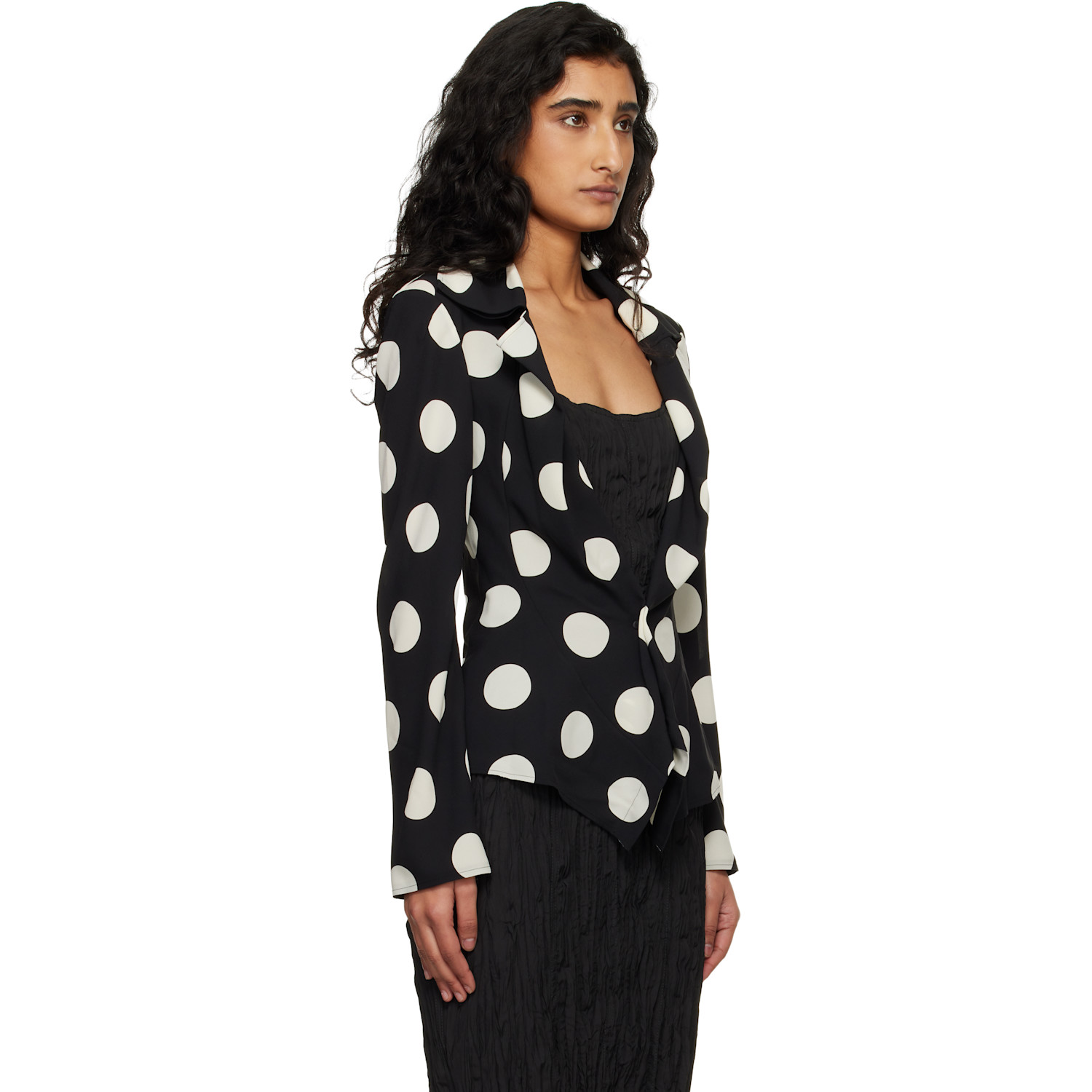  Junya Watanabe Black & Off-white Printed Georgette Blazer 
