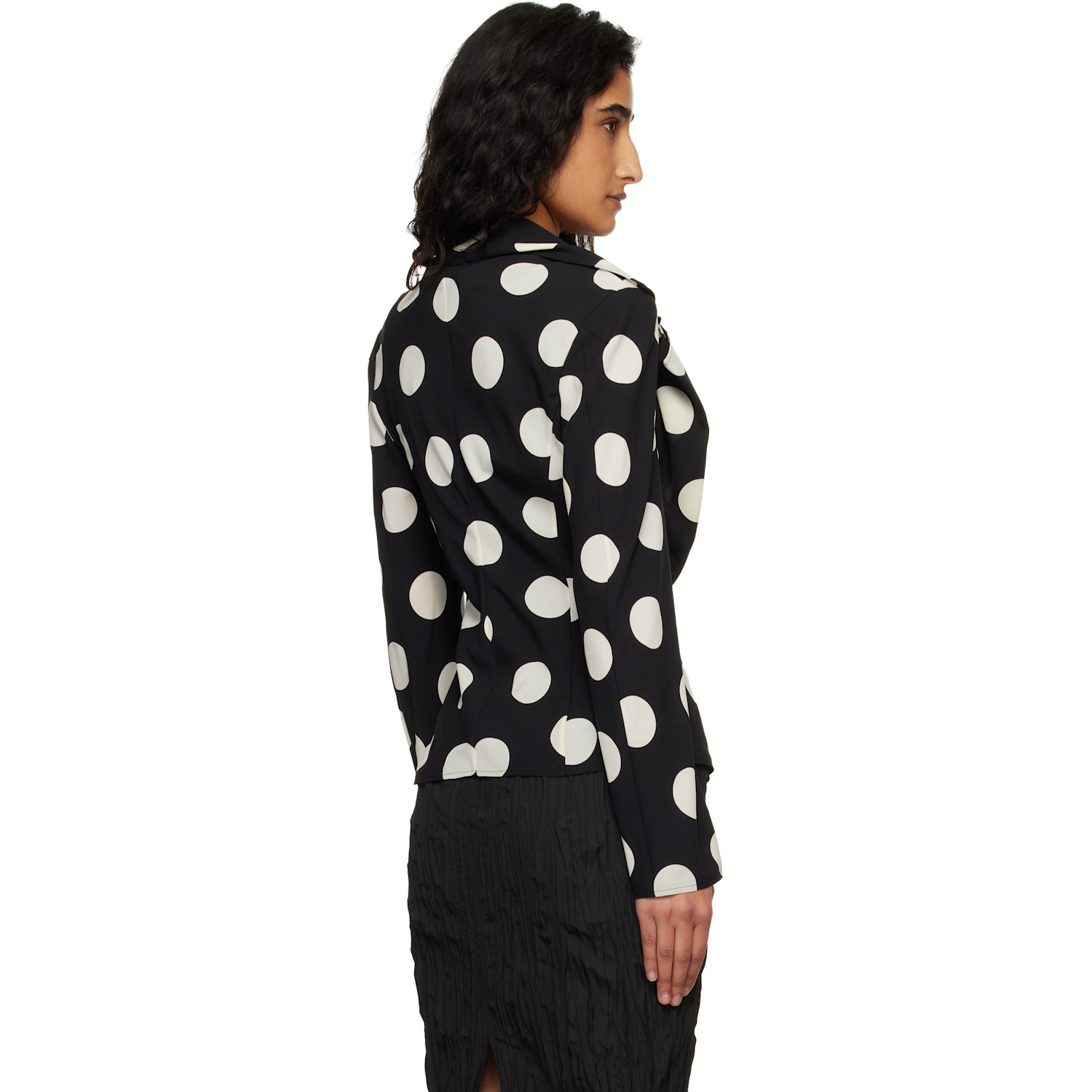  Junya Watanabe Black & Off-white Printed Georgette Blazer 
