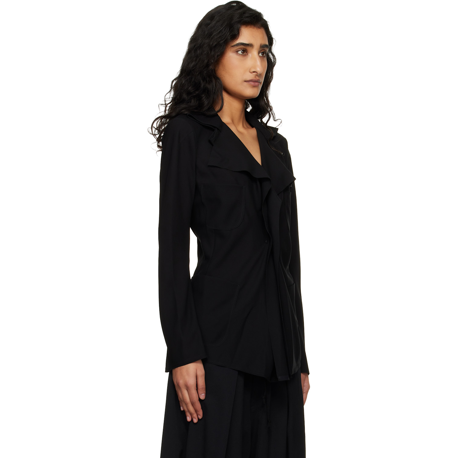  Junya Watanabe Black Georgette Blazer 