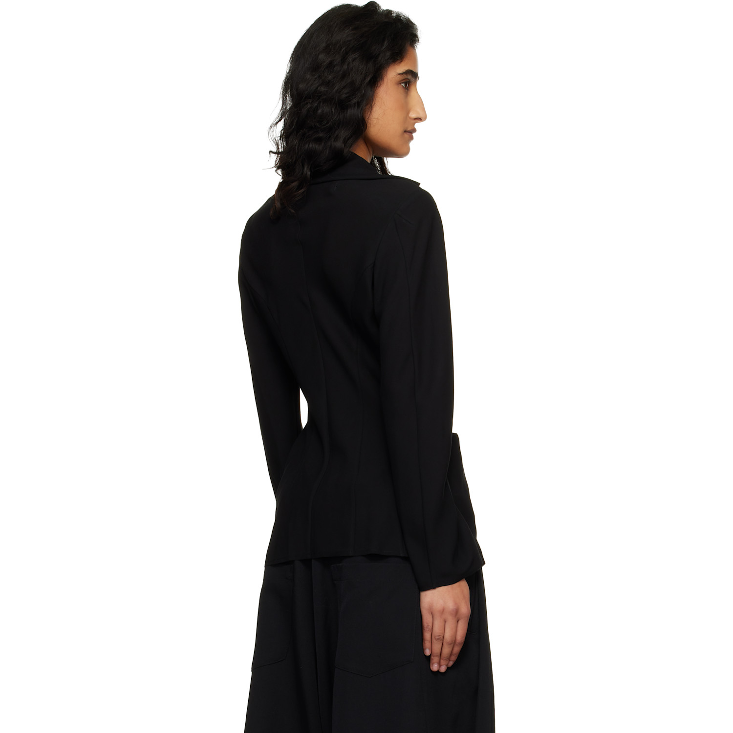  Junya Watanabe Black Georgette Blazer 