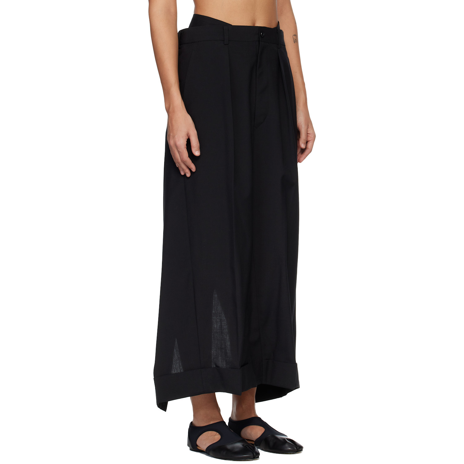  Junya Watanabe Black Wool Tropical Trouser Maxi Skirt 