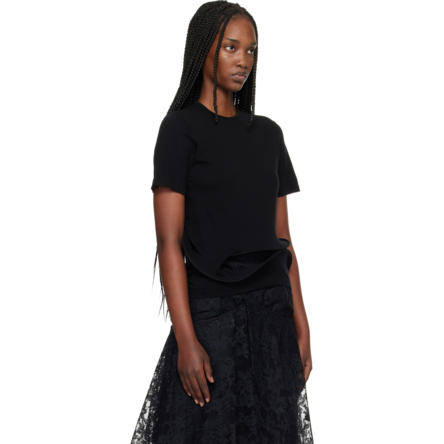  Junya Watanabe Black Twisted Detail T-shirt 