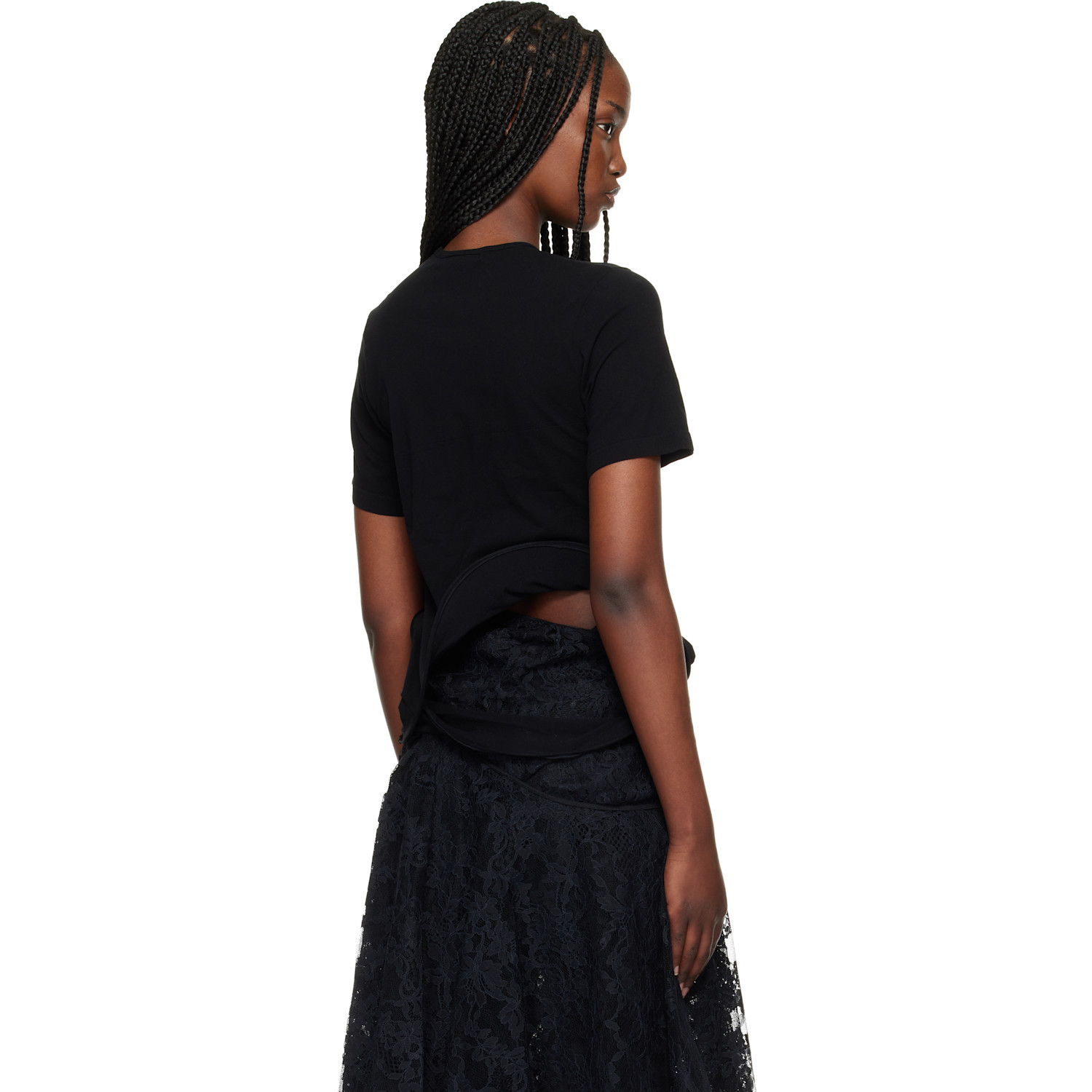  Junya Watanabe Black Twisted Detail T-shirt 