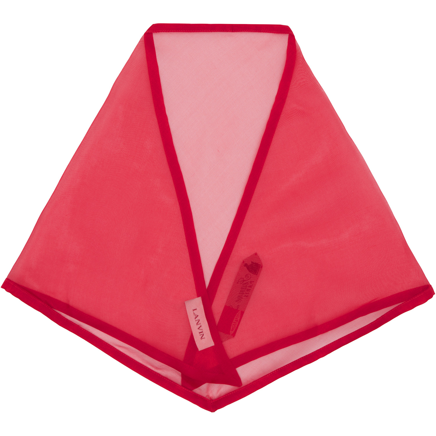  Lanvin Red Silk Organza Triangle Scarf 