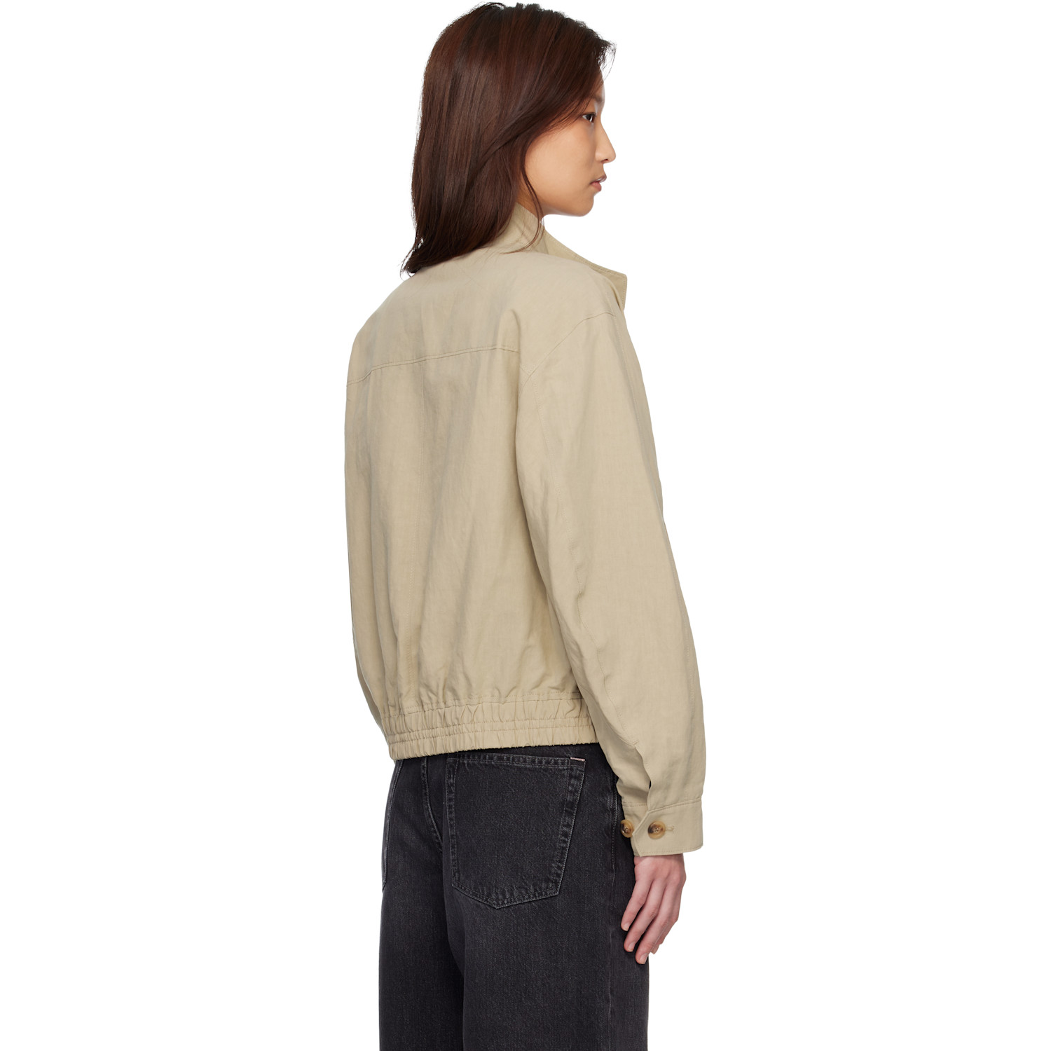 Coor Beige Linen Blend Harrington Jacket 