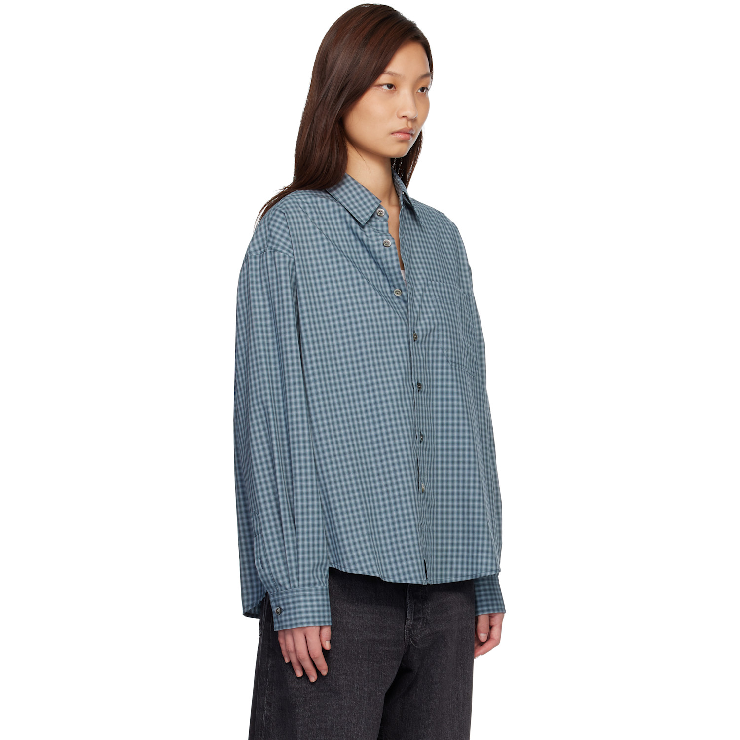  Coor Navy Micro Ombre Check Shirt 