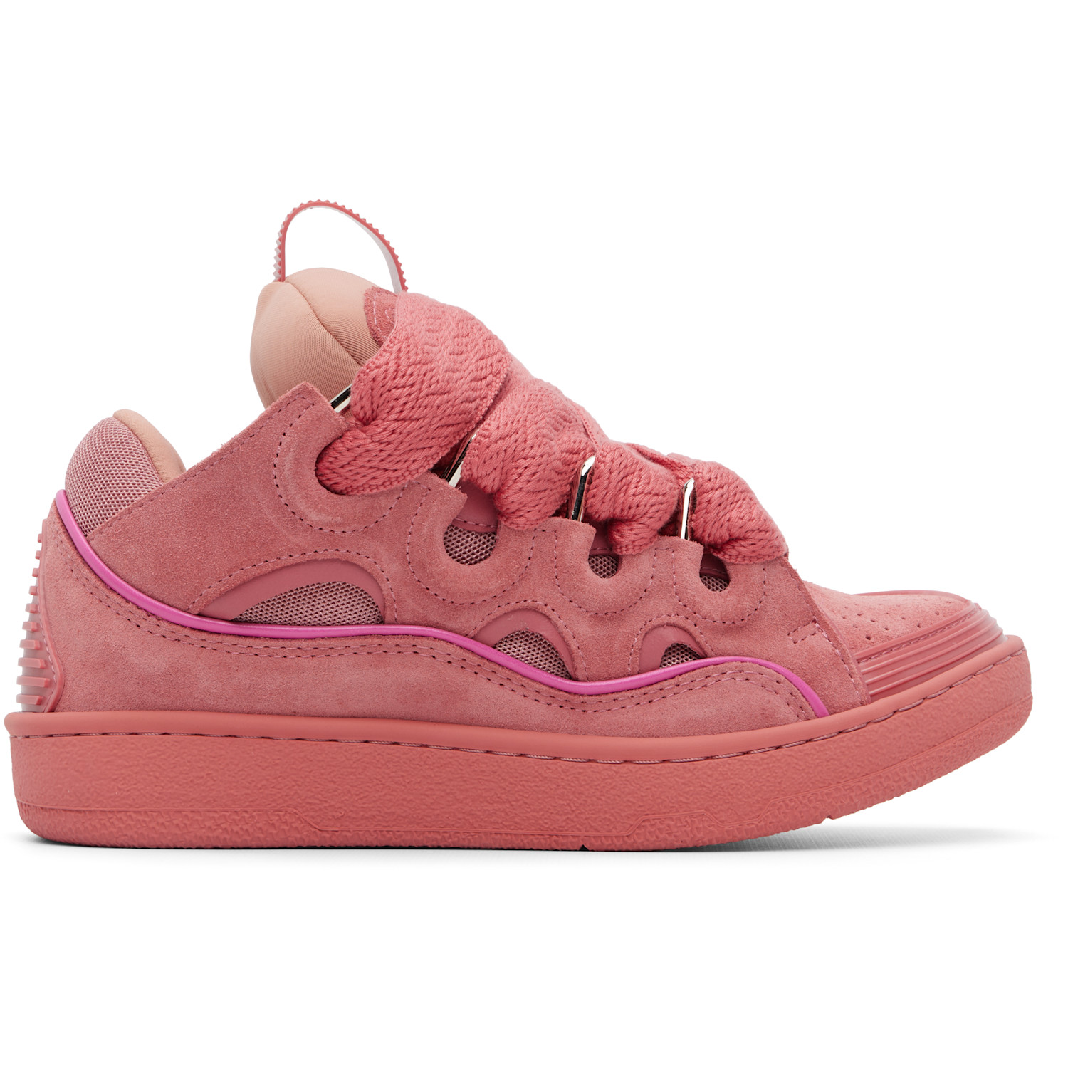 Lanvin Pink Monochrome Suede Curb Sneakers