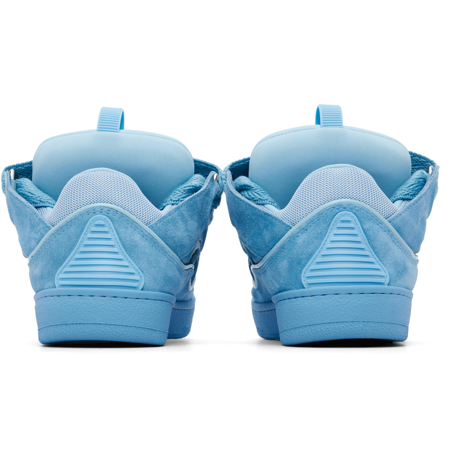  Lanvin Blue Curb Monochrome Suede Sneakers 