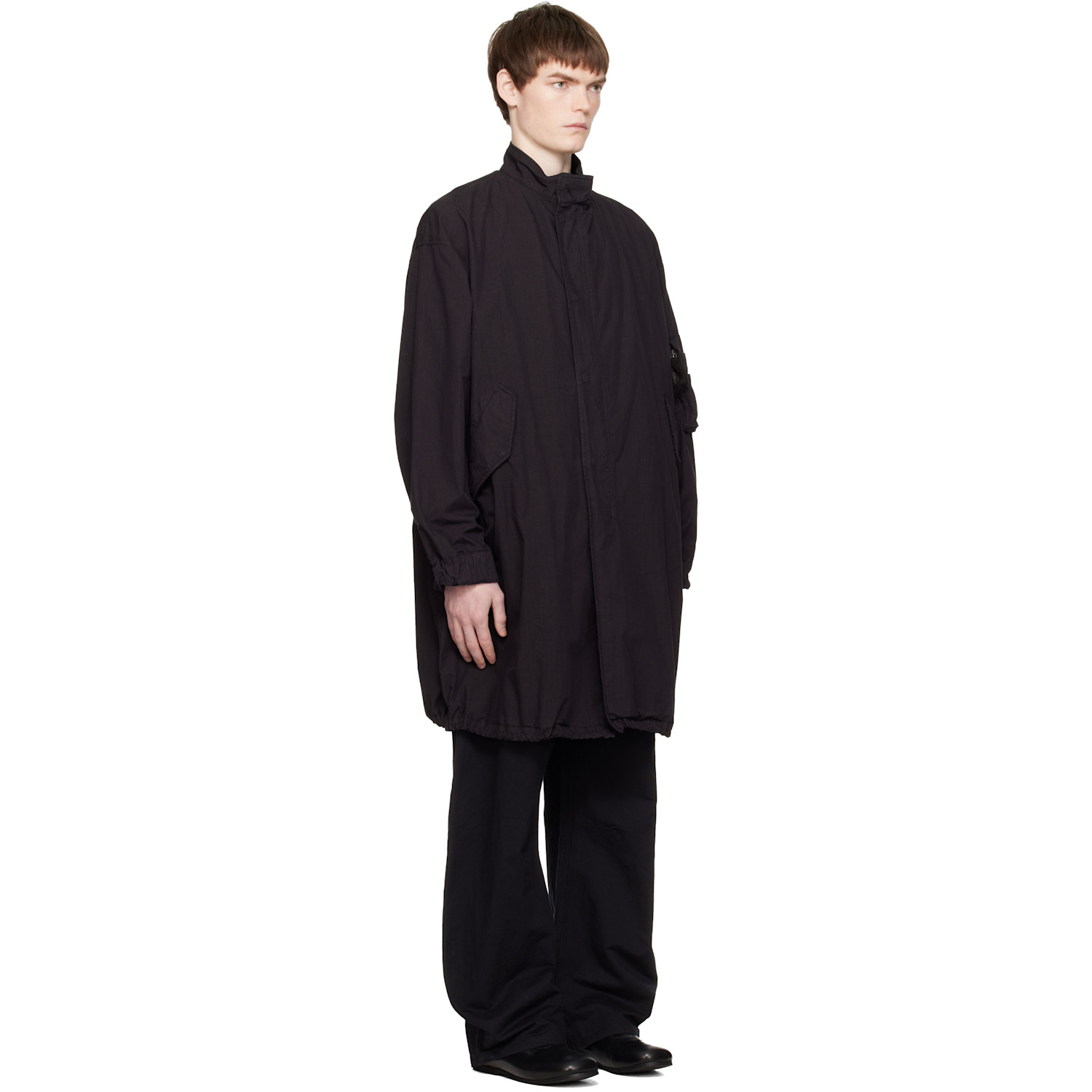  Coor Black Garment Dyed Fishtail Parka Coat 