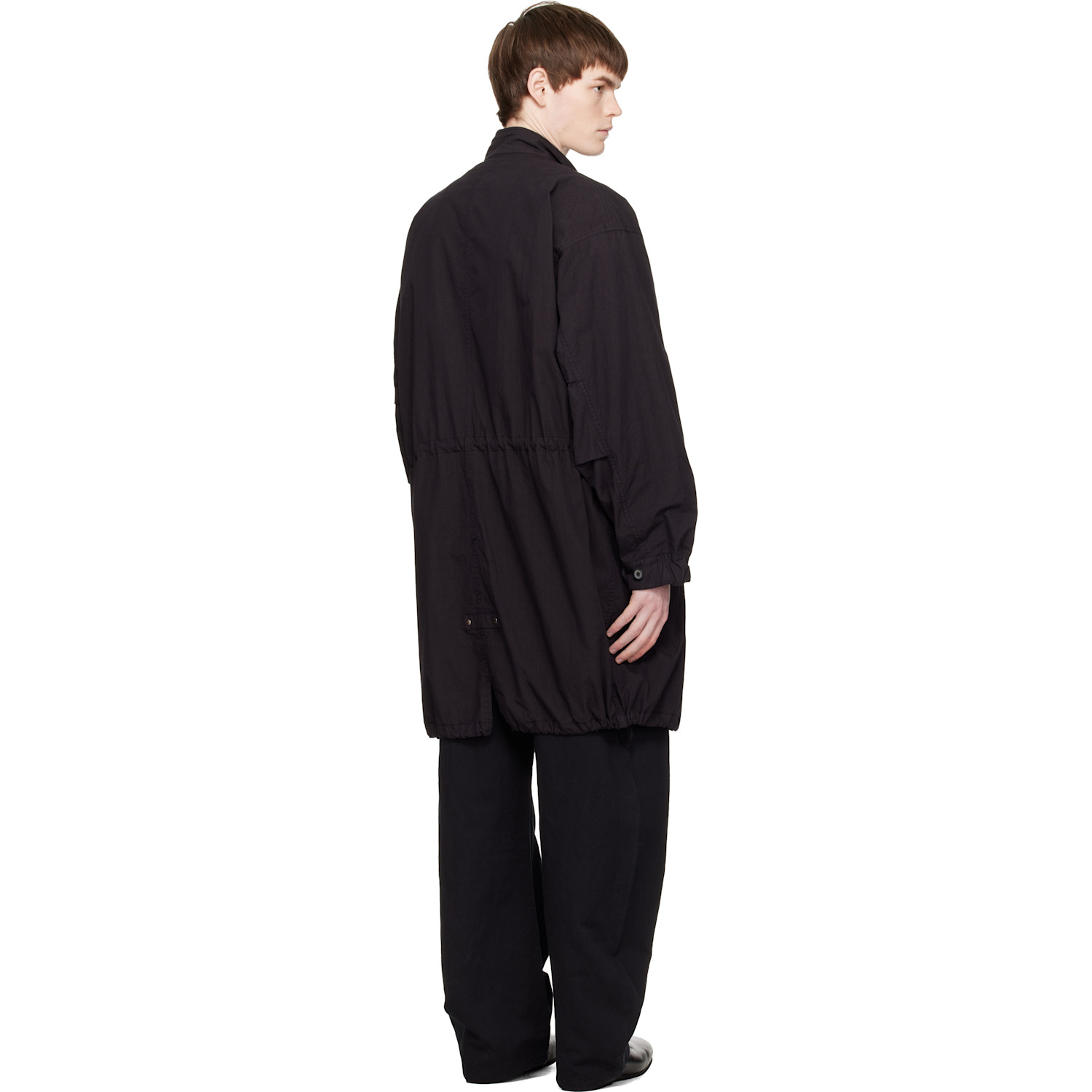  Coor Black Garment Dyed Fishtail Parka Coat 