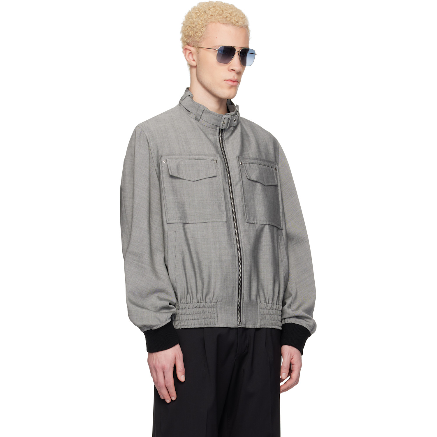  Lanvin Gray Mohair Wool Jacket 
