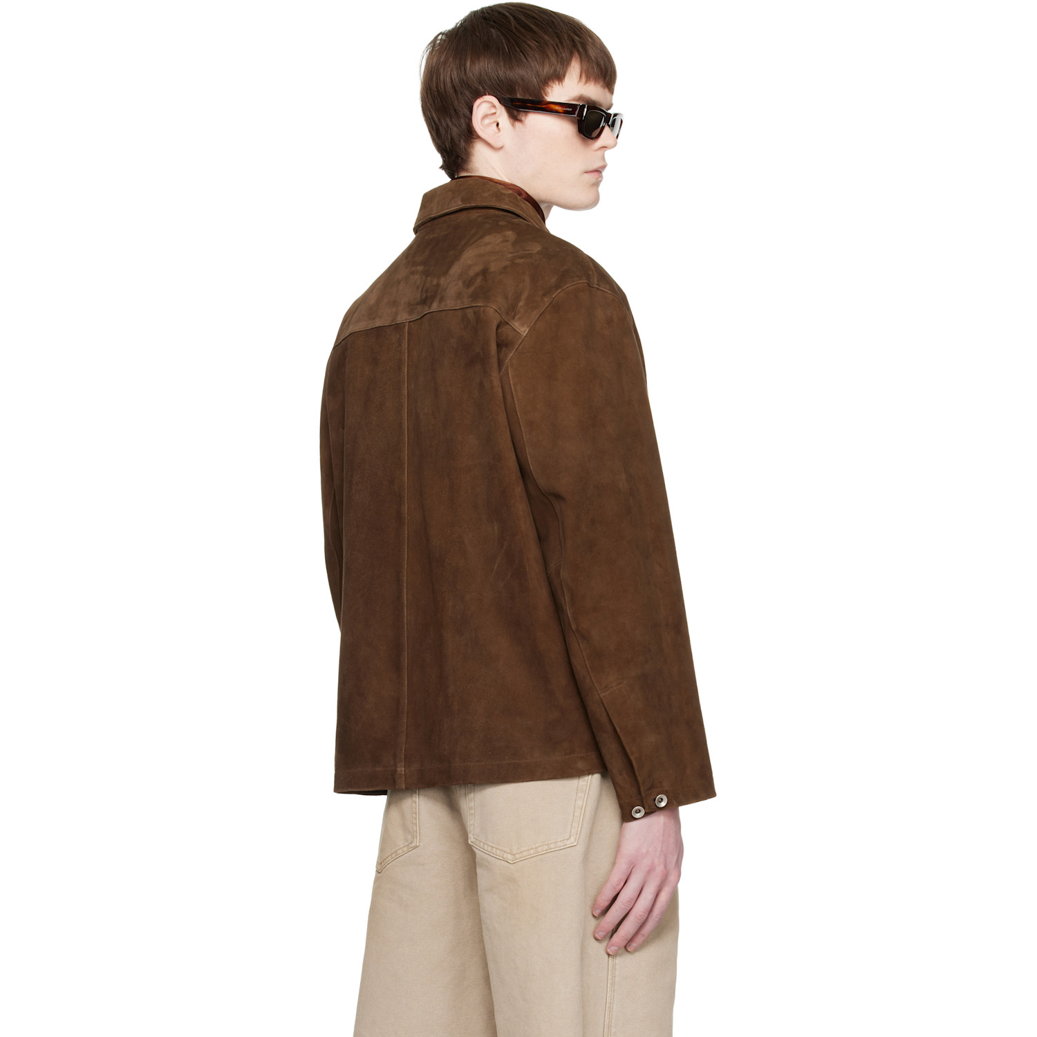  Coor Brown Two-tone Button Suede Jacket 