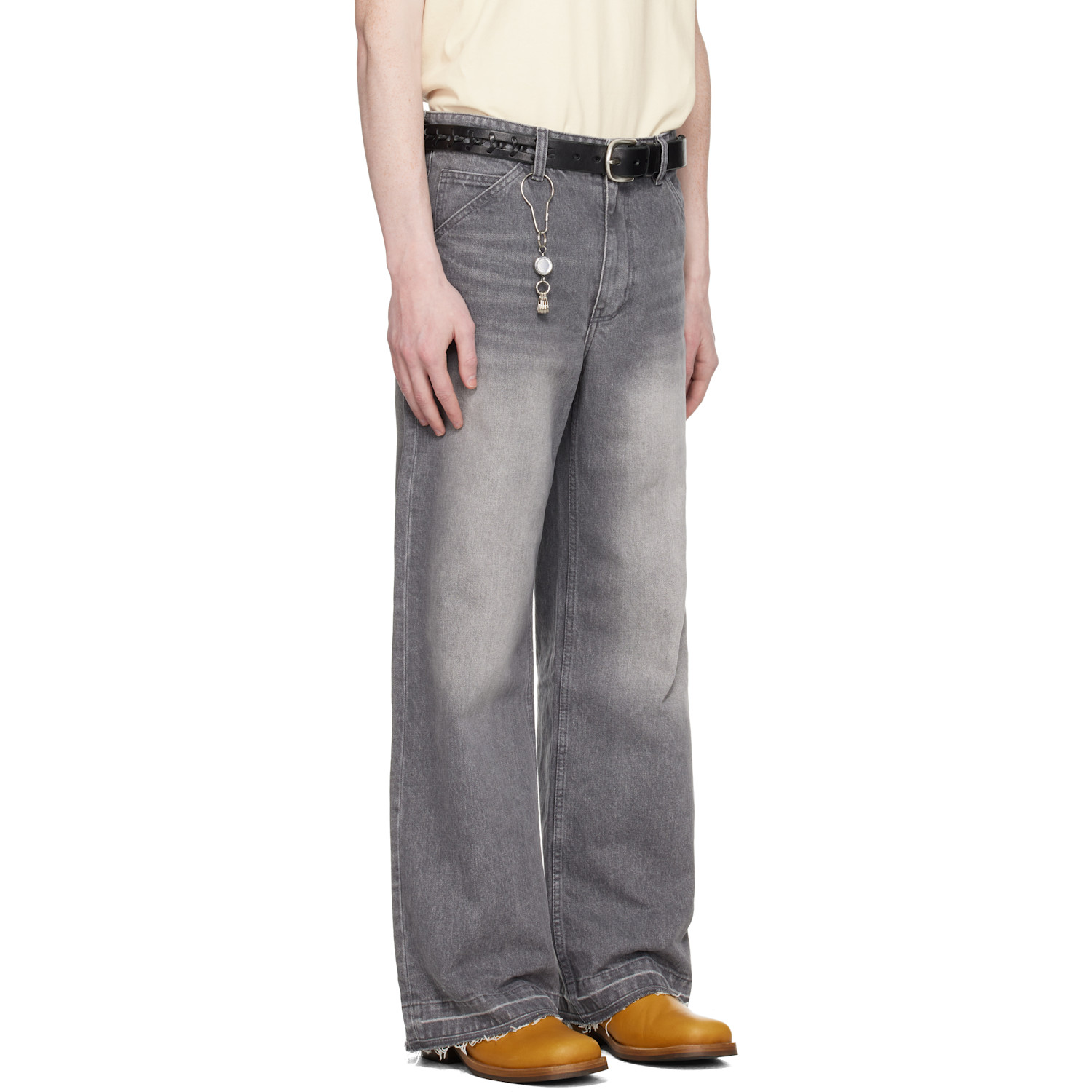  Coor Gray Cut-off Semi Flare Jeans 