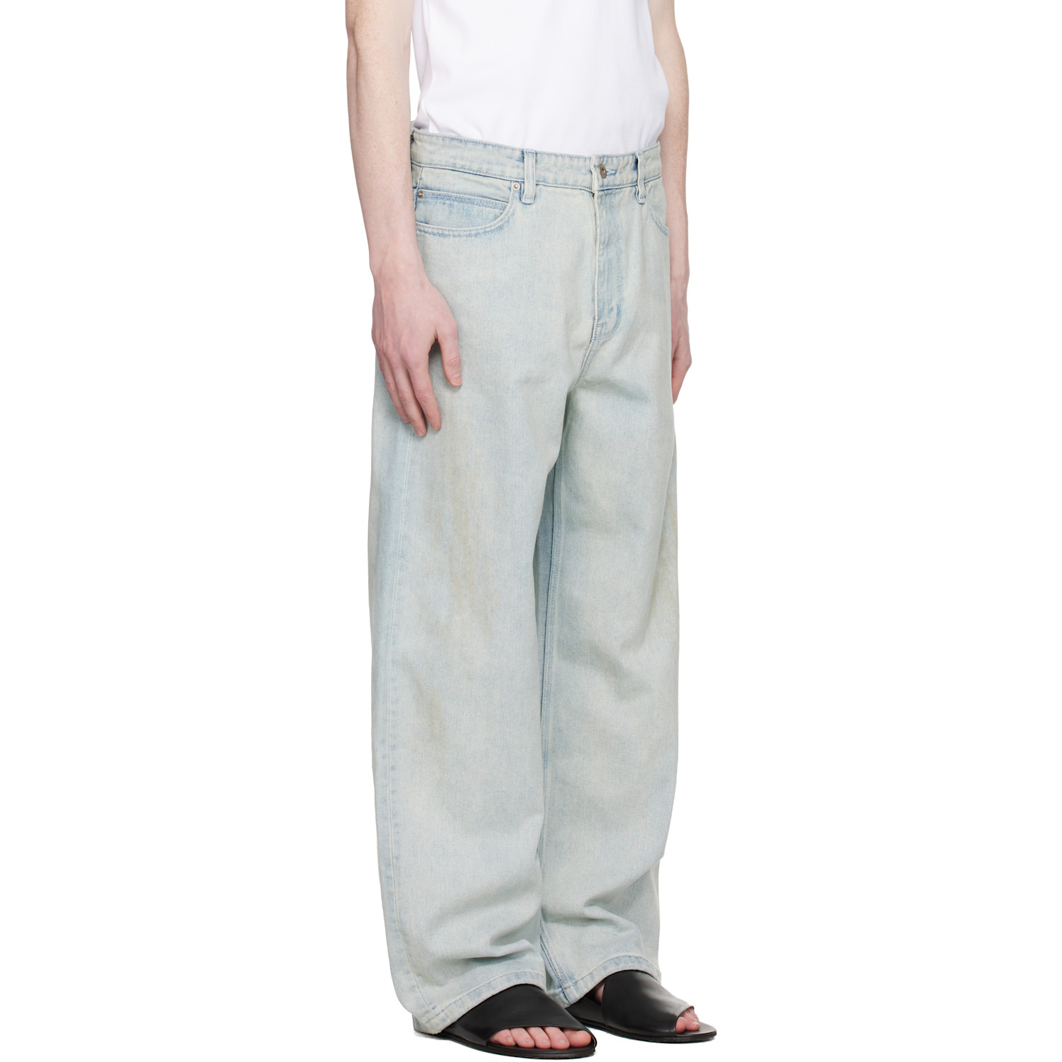  Coor Blue Straight Cut Sand Washed Jeans 