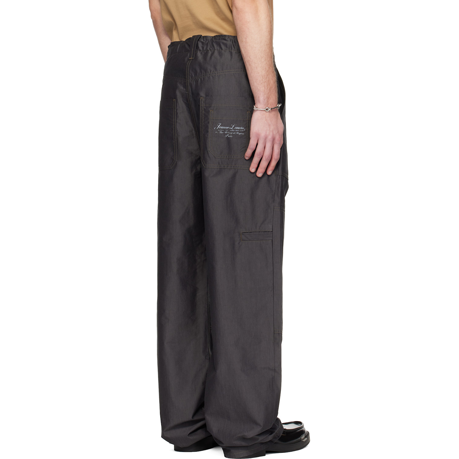  Lanvin Gray Wide-leg Chambray Cargo Pants 