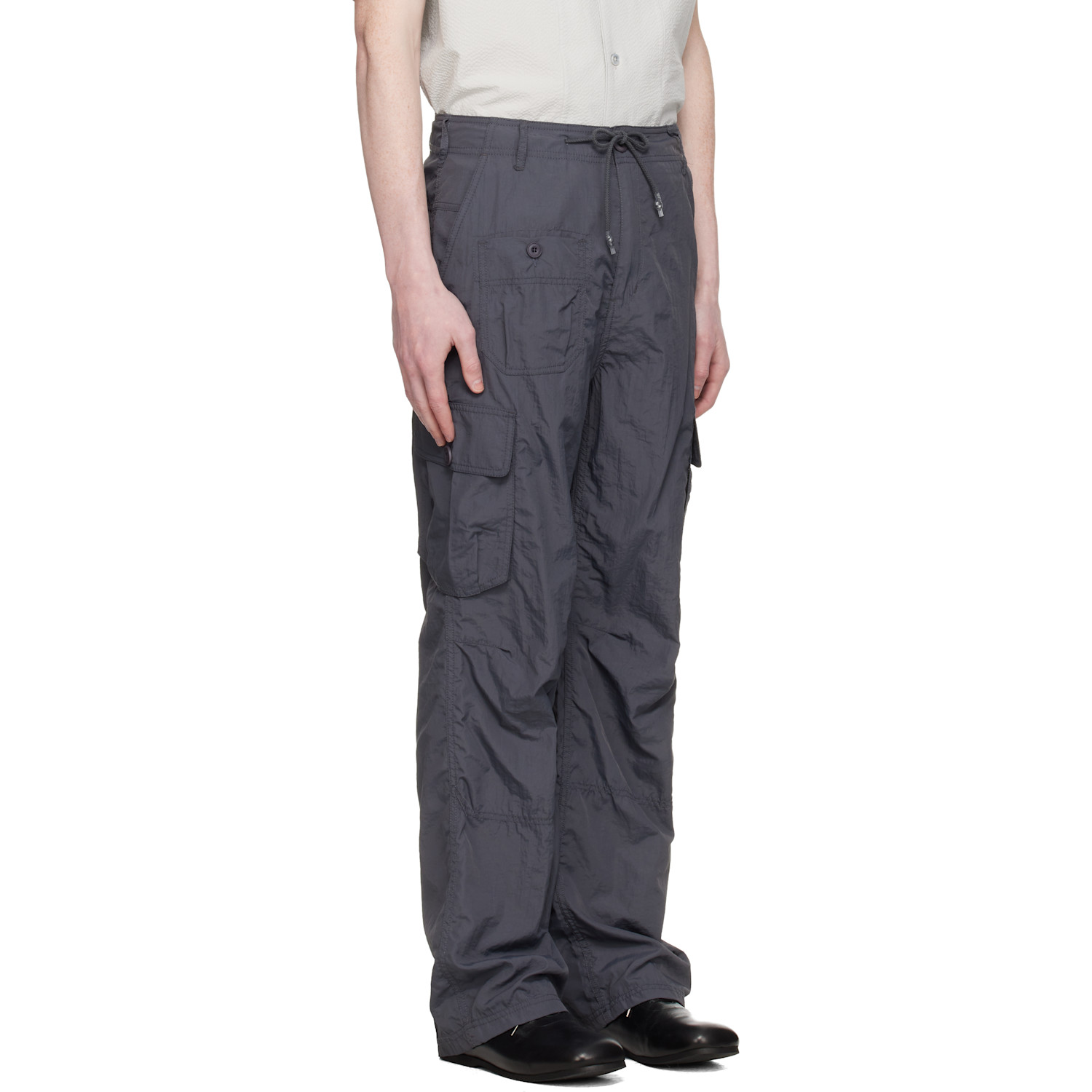  Coor Gray Multi-pocket Stitch Pointed Cargo Pants 