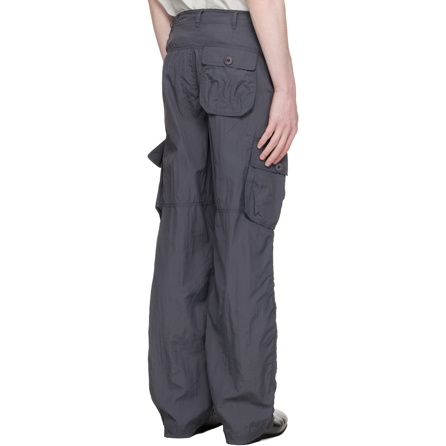  Coor Gray Multi-pocket Stitch Pointed Cargo Pants 