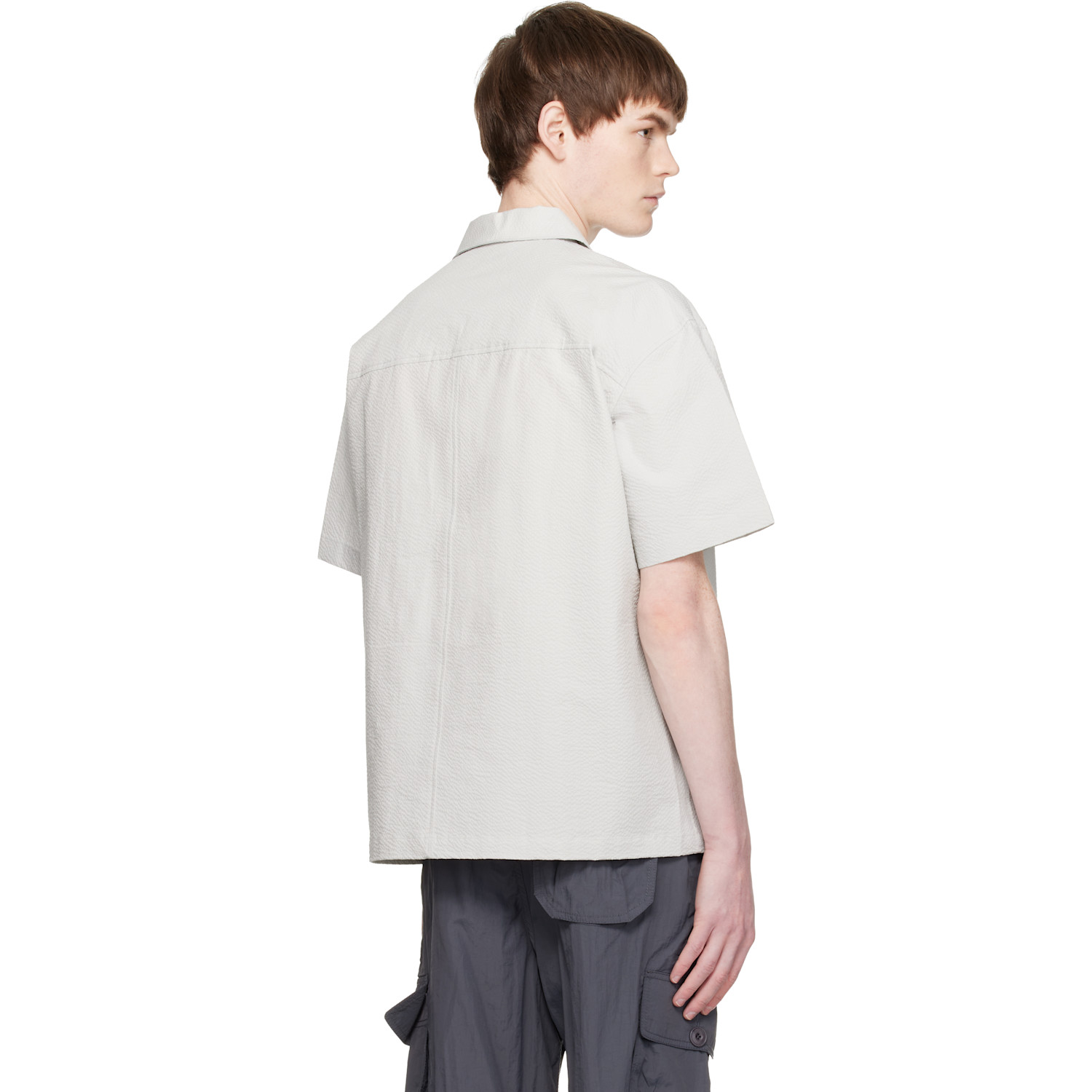  Coor Gray Panel Line Camp Collar Half Shirt 