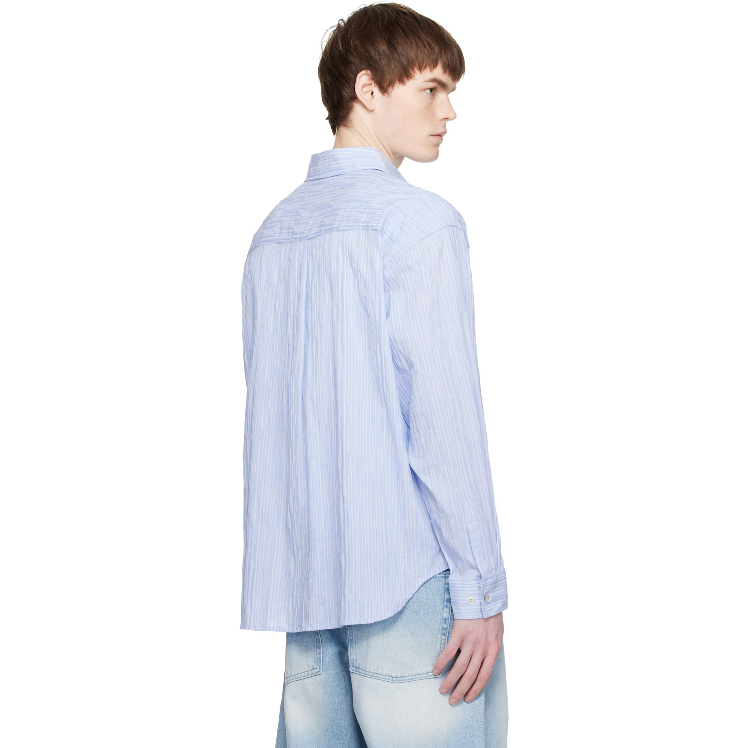  Coor Blue Semi-overfit Wrinkle Stripe Shirt 