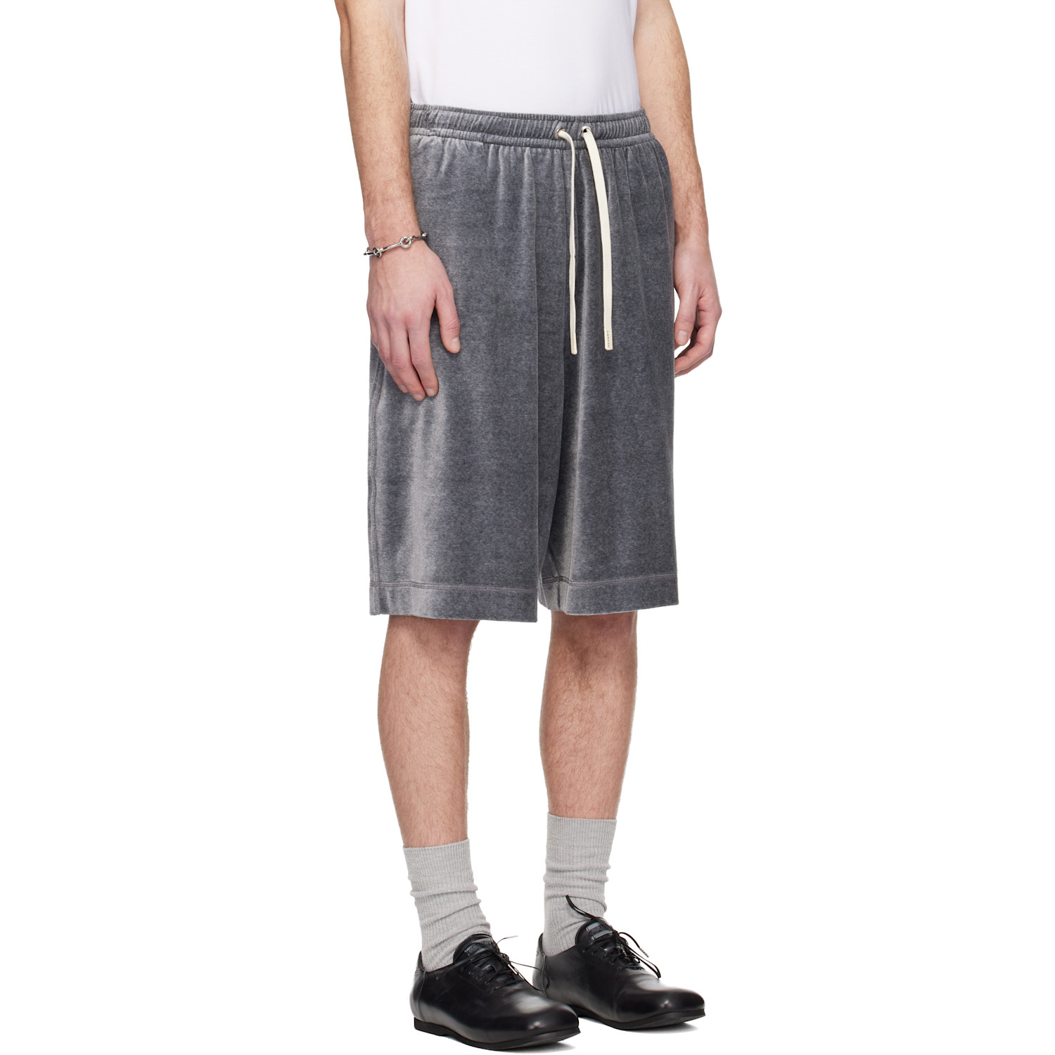  Lanvin Gray Velvet Bermuda Shorts 