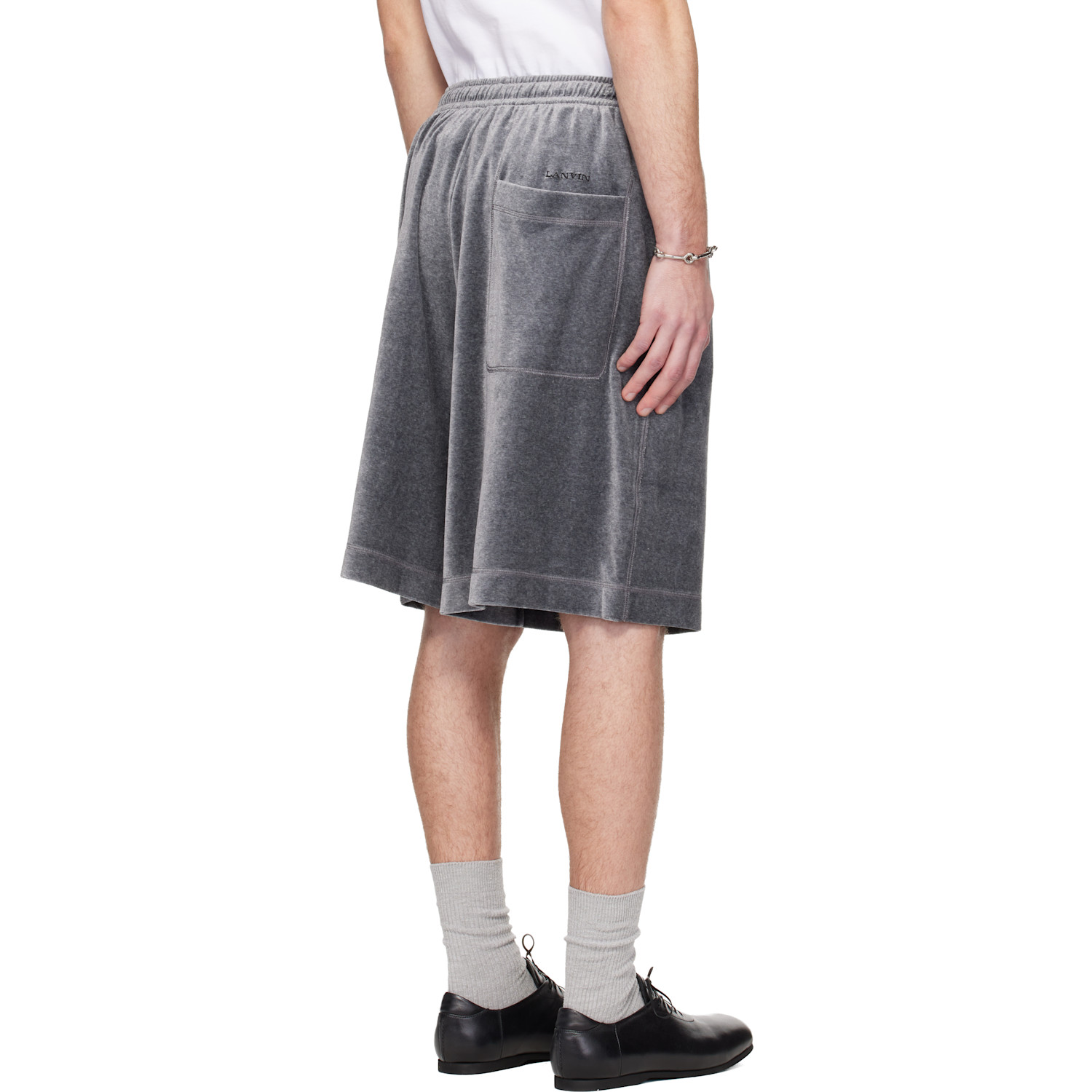  Lanvin Gray Velvet Bermuda Shorts 