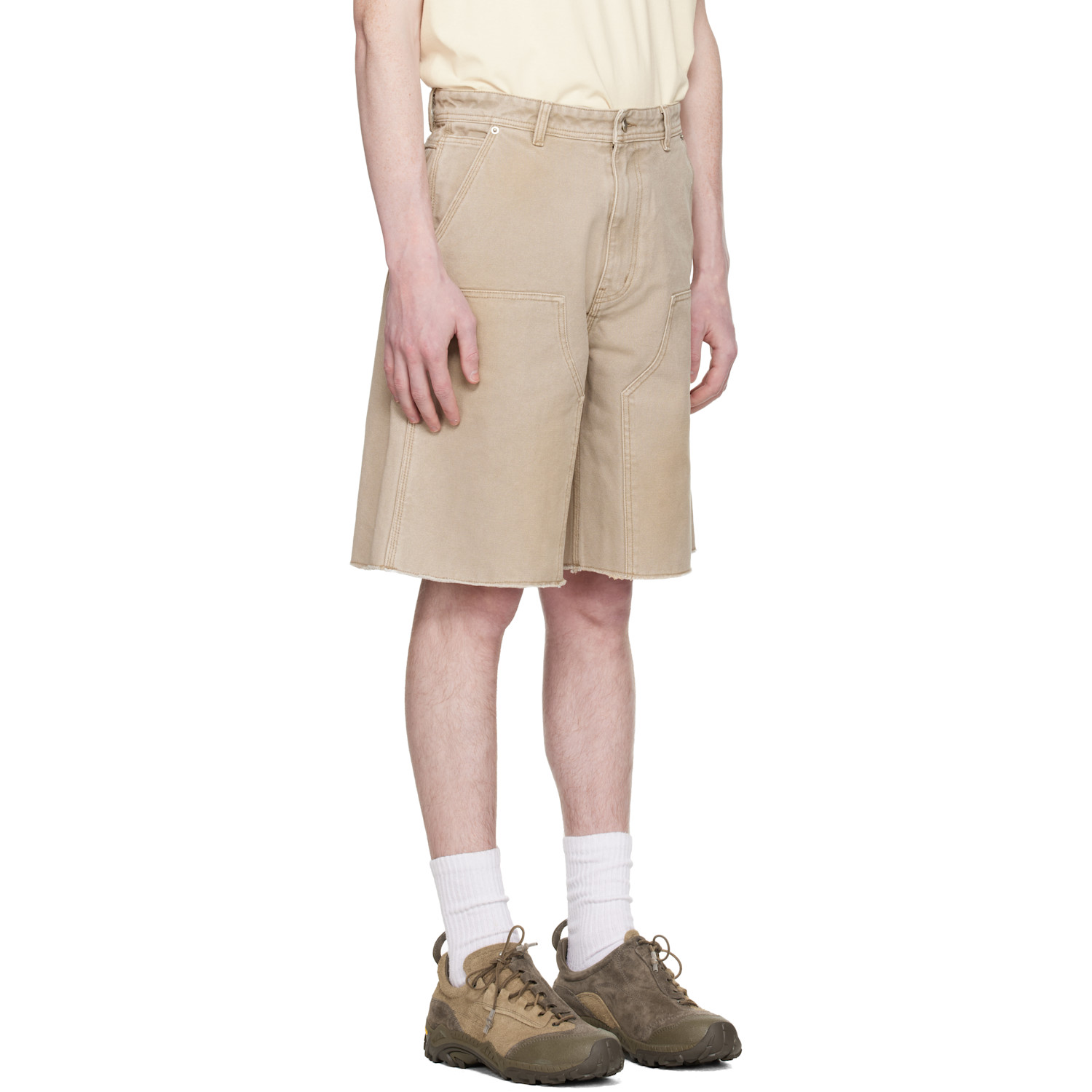  Coor Beige Over Dyed Bermuda Double Knee Shorts 