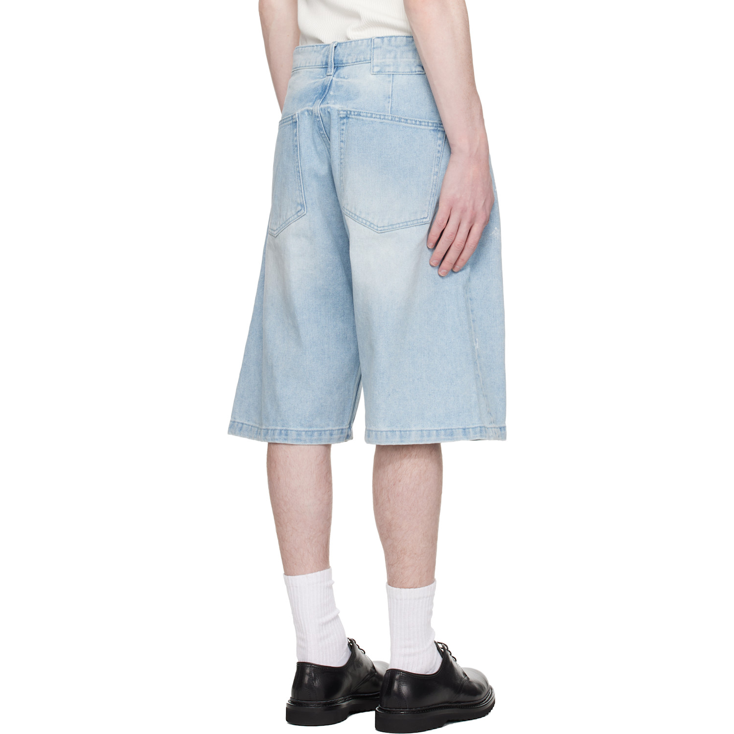  Coor Blue Painted Washed Bermuda Denim Shorts 