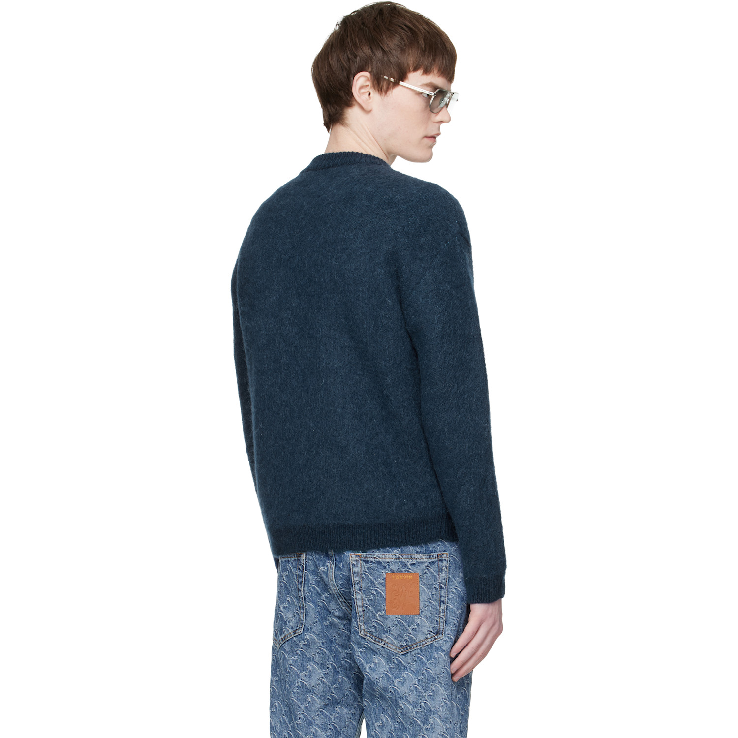  Lanvin Navy Lunar Year Jacquard Mohair Sweater 