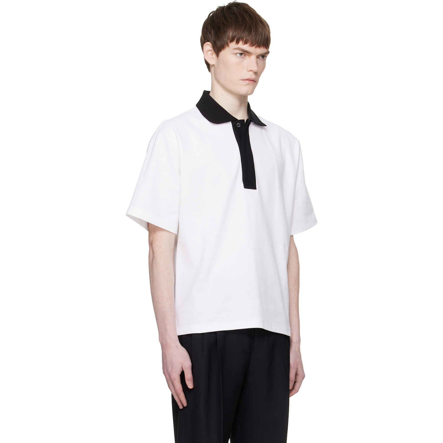  Lanvin White Contrast Collar Polo 