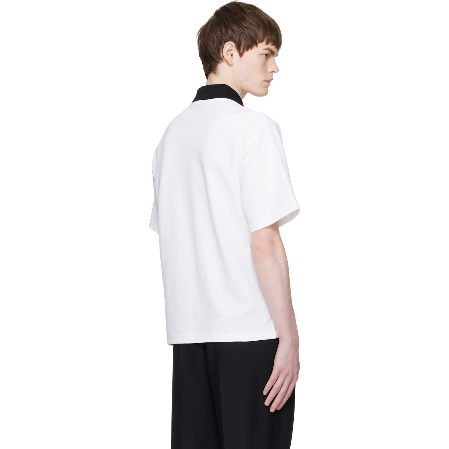  Lanvin White Contrast Collar Polo 